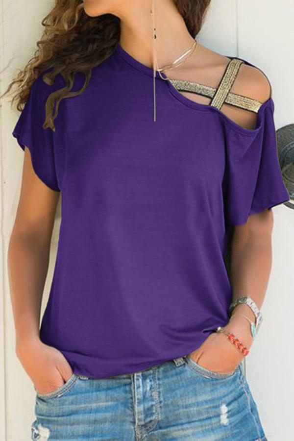 Sexy Lrregular Cross Shoulder T-shirt