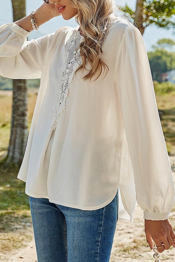 Temperament Hollow Flower Lace Shirt