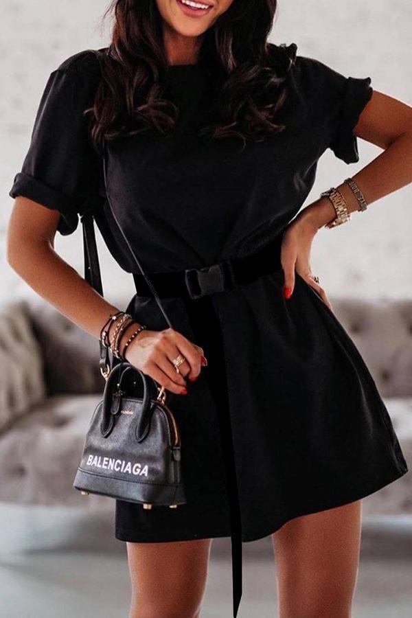 Loose Belt Sports Fashion Casual T-shirt Dress