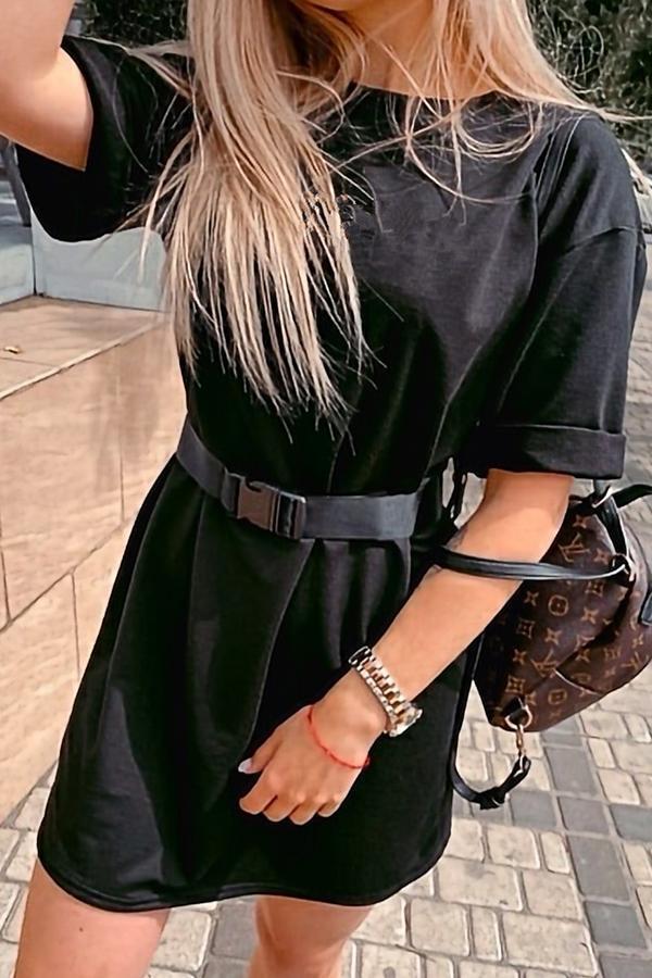 Loose Belt Sports Fashion Casual T-shirt Dress