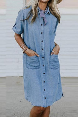 Casual Fashion Denim Pocket Denim Dress