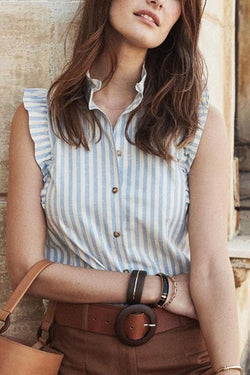 Blue Striped Short Sleeve Shirt