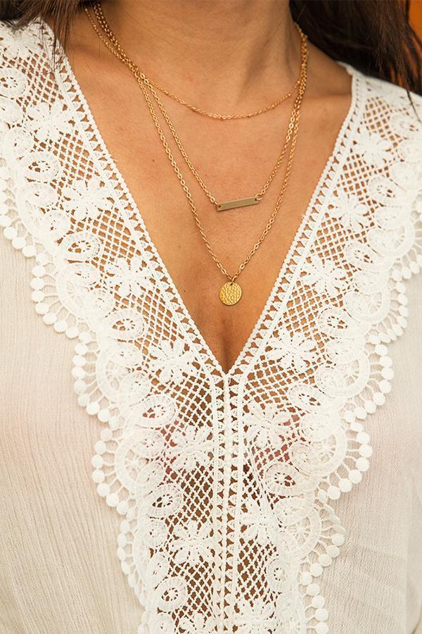 Stitching Lace Lace Tie Knotted V-neck Top