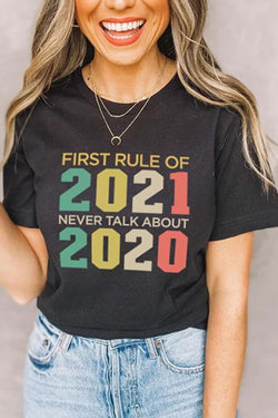 2021 Letter Print Retro Casual T-shirt