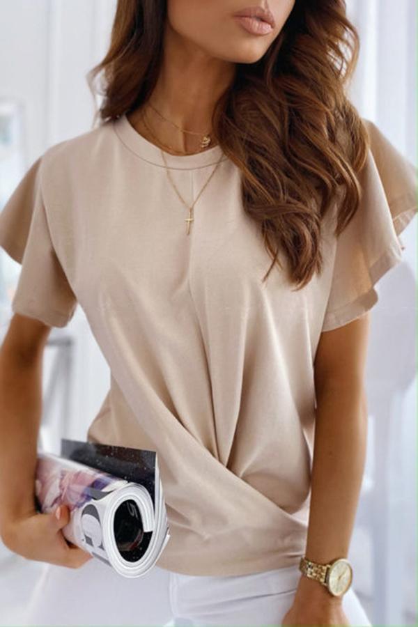 Simple Flying Sleeve Short Sleeve T-shirt