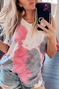 Round Neck Tie-dye Short Sleeve T-shirt