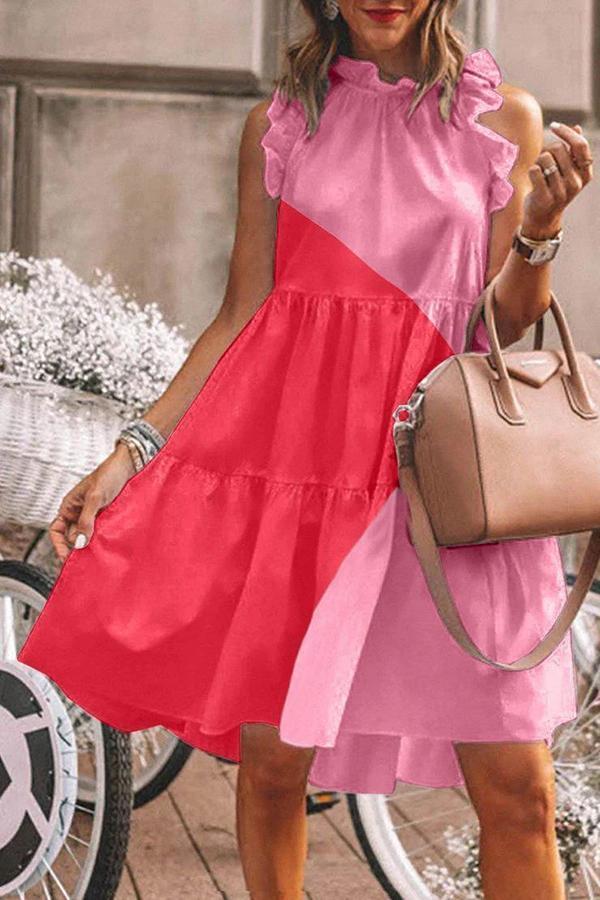 Casual Loose Color Matching Dress