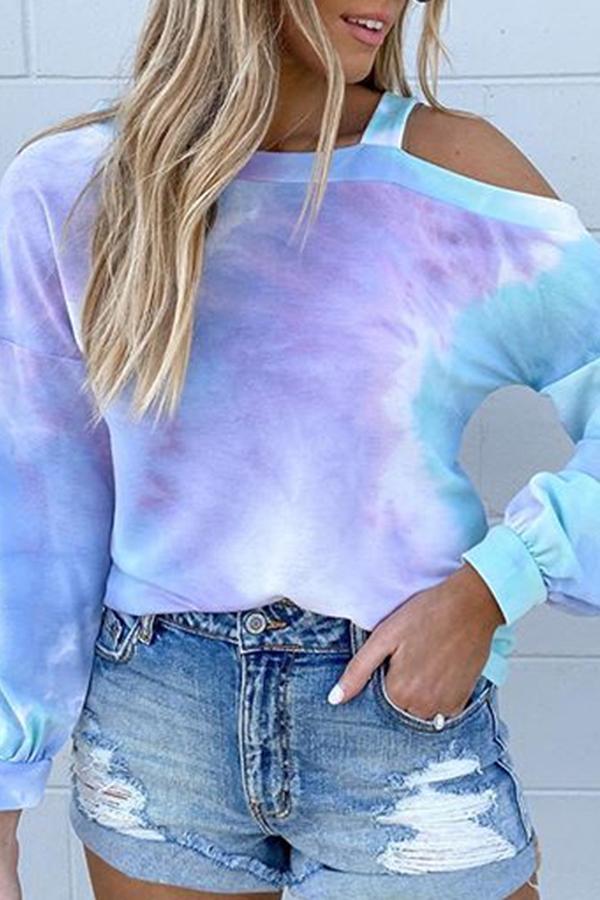 Off-shoulder Long-sleeved Colorful Sweater