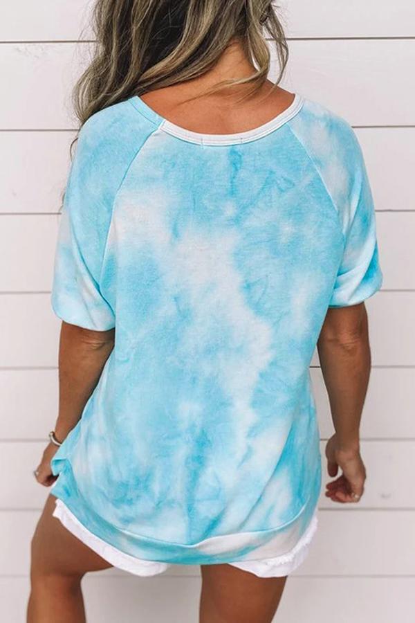 Casual Tie-dye Short Sleeve Pocket T-shirt