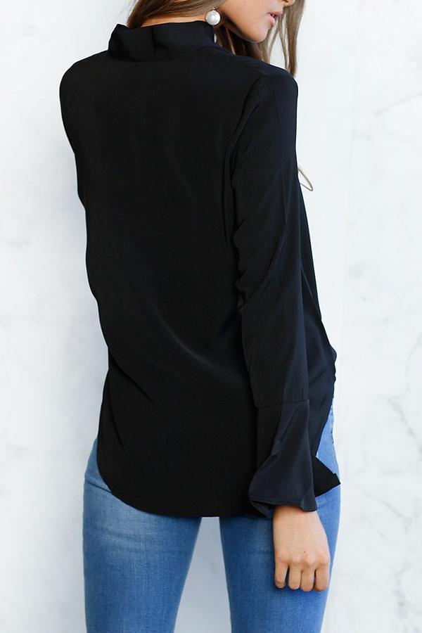 Casual Bow Tie Long Sleeve Chiffon Shirt