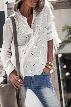 Modern Stand Collar Cutout Stitching Shirt