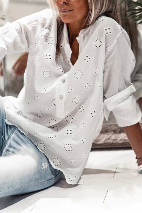 Modern Stand Collar Cutout Stitching Shirt