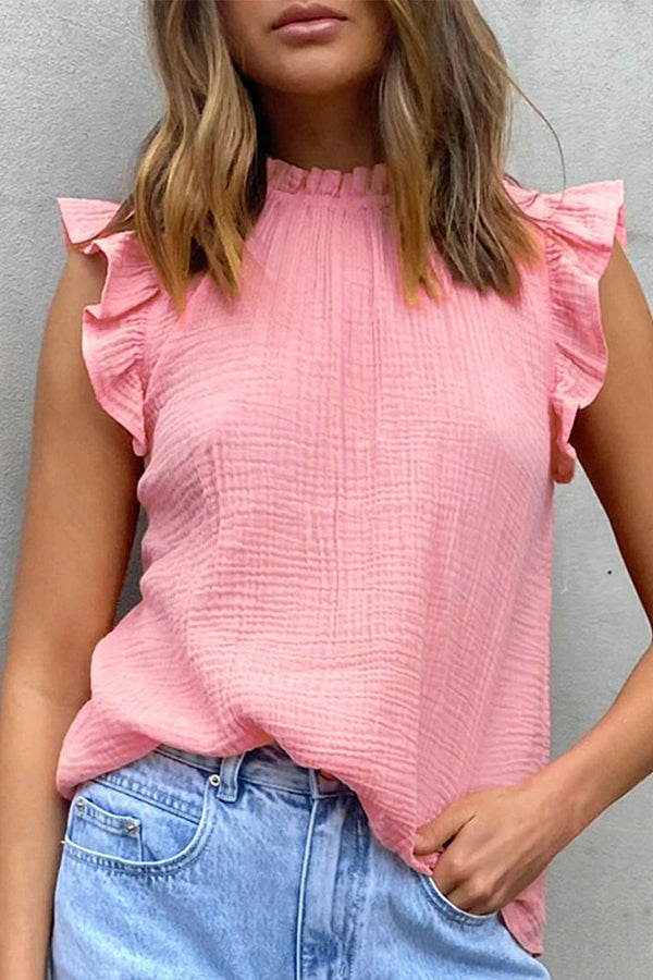 Casual Ruffled Sleeveless Top