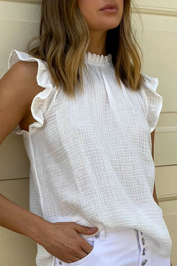 Casual Ruffled Sleeveless Top