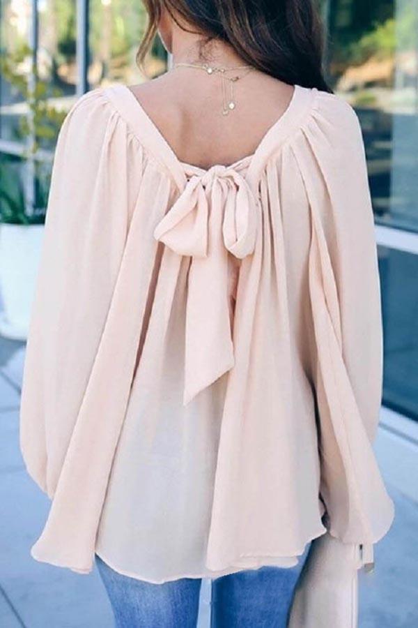 Solid Color Bow Tie Top