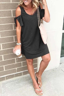 Casual Dew Shoulder Mini Dress