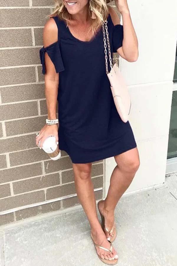 Casual Dew Shoulder Mini Dress