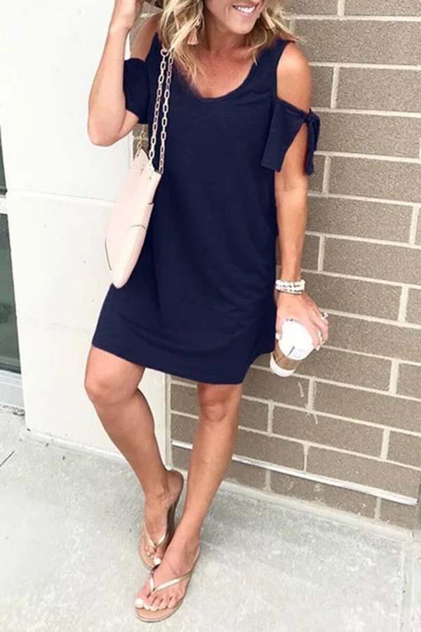 Casual Dew Shoulder Mini Dress