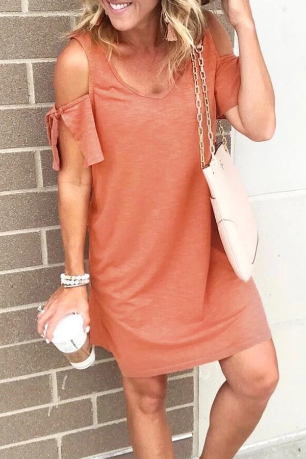 Casual Dew Shoulder Mini Dress