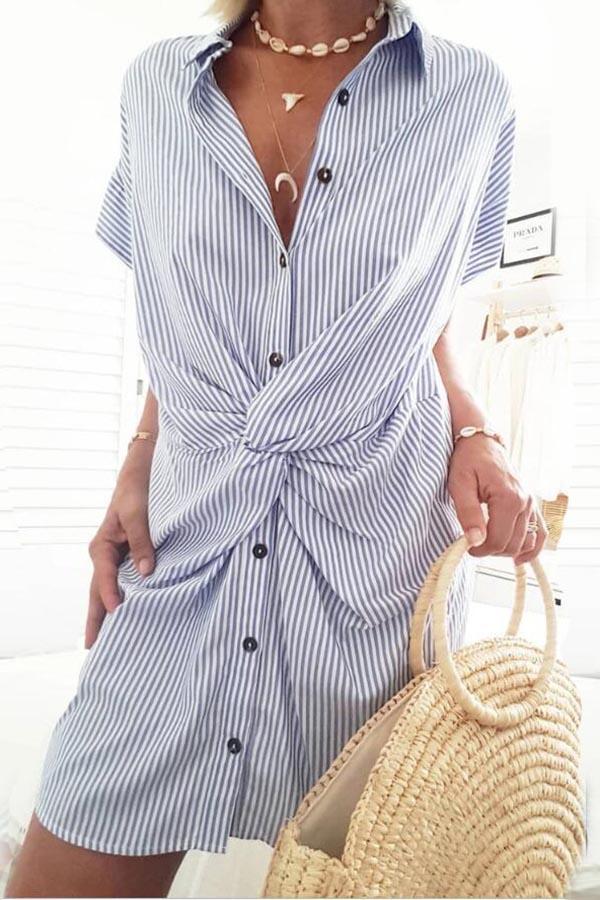 Slim Short Sleeve Striped Dress