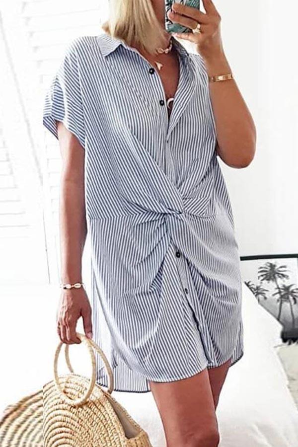 Slim Short Sleeve Striped Dress