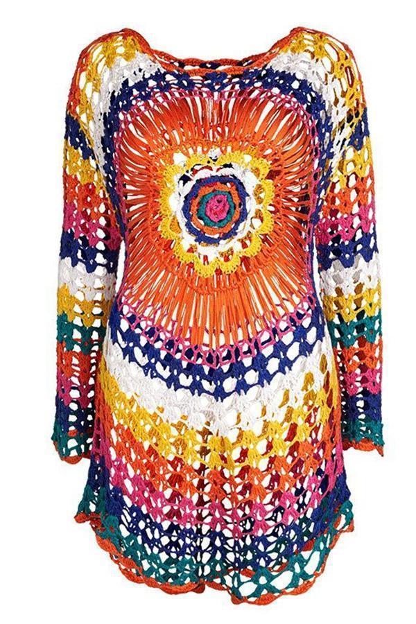 Crocheted Rainbow Beach Knit Blouse