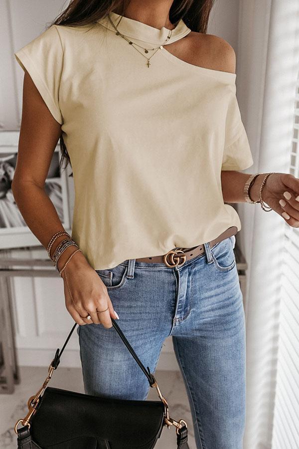 Casual Slant Shoulder T-shirt