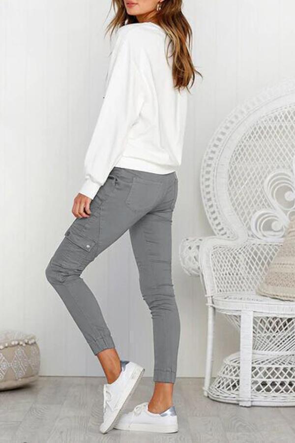 Casual Slim Fit Multi-pocket Pants