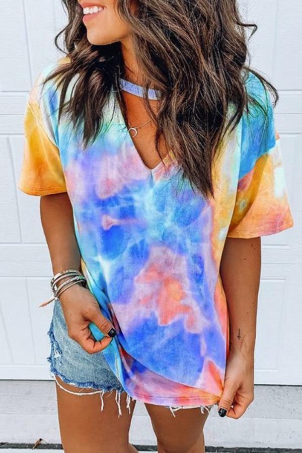 Unique Tie-dye V-neck T-shirt