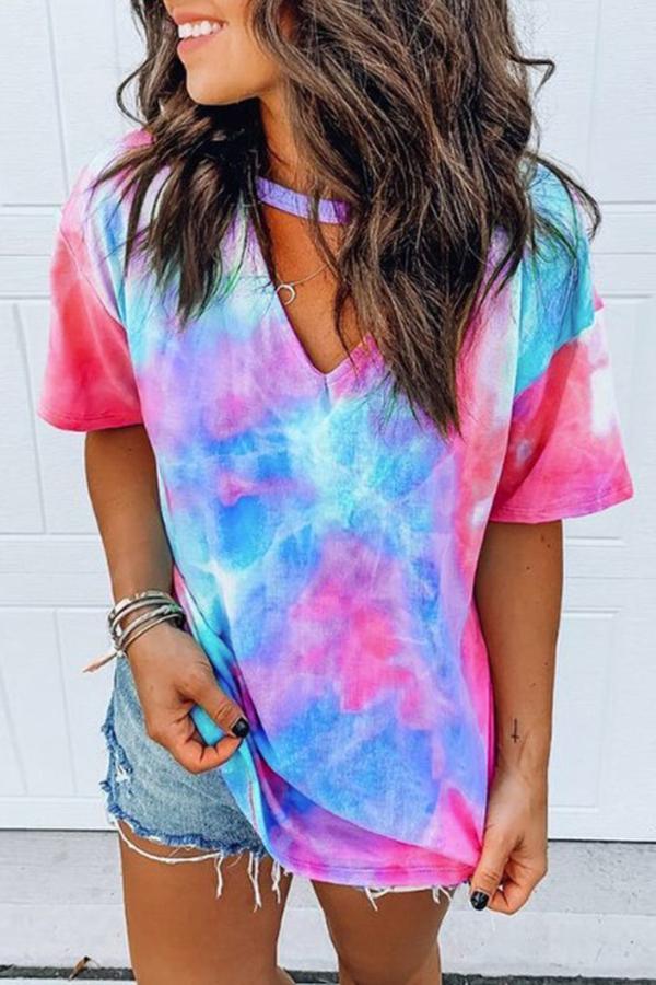 Unique Tie-dye V-neck T-shirt