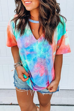 Unique Tie-dye V-neck T-shirt