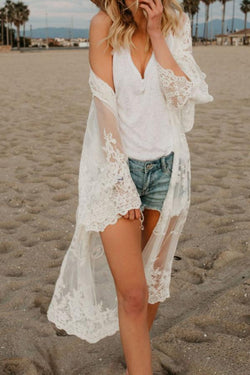 Fashionable Lace Stitching Cover-up