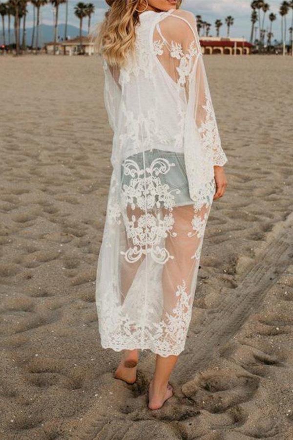 Fashionable Lace Stitching Cover-up