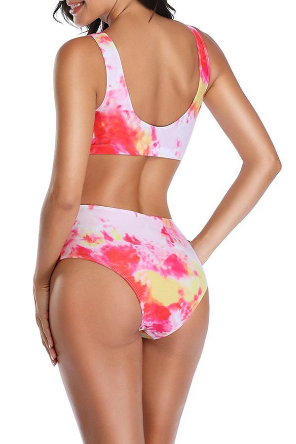 Tie-dye High Waist Bikini Two-piece Set