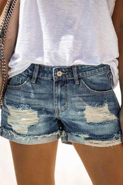 Sexy Hand-Worn Denim Shorts 