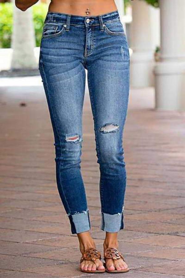 Cuffed Skinny Fit Jeans