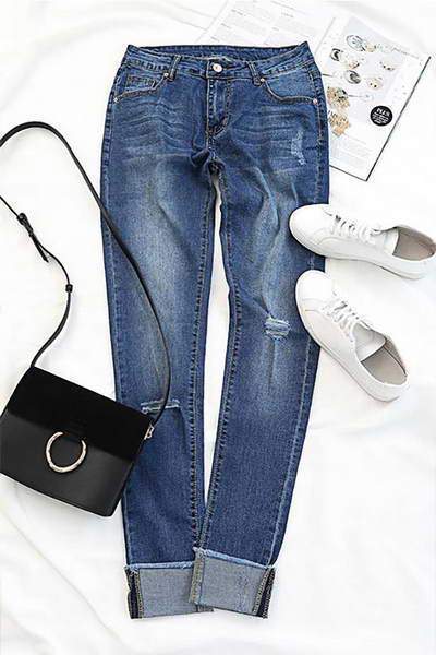 Cuffed Skinny Fit Jeans