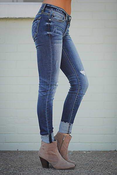 Cuffed Skinny Fit Jeans