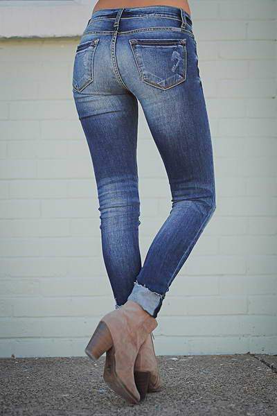 Cuffed Skinny Fit Jeans