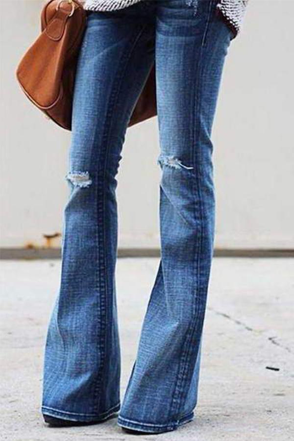 High-Waist Flared Bell Denim Jeans