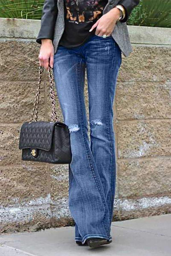 High-Waist Flared Bell Denim Jeans