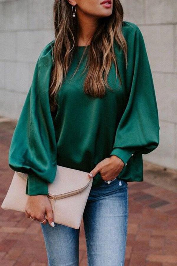 Loose Long Sleeve Solid Shirt