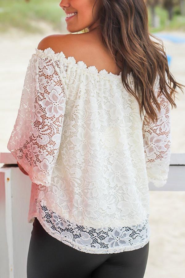 Sweet Lace One-shoulder Top