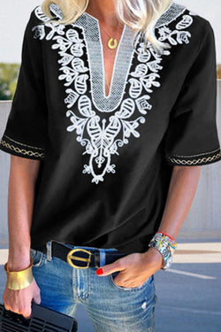 Boho Style Five-quarter Sleeve Shirt