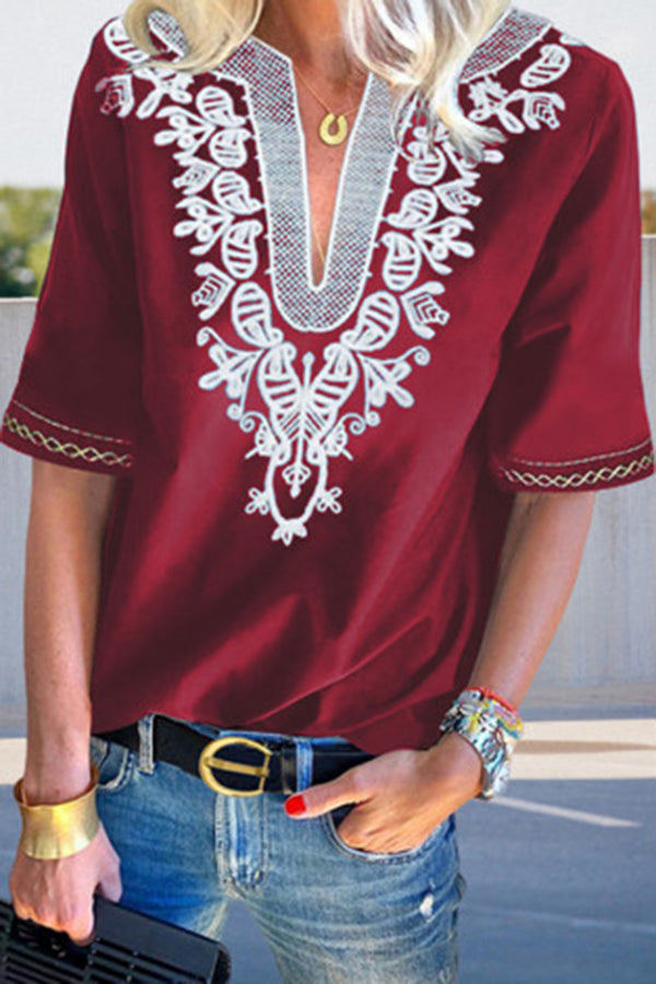 Boho Style Five-quarter Sleeve Shirt