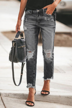 Ripped Fringed Jeans