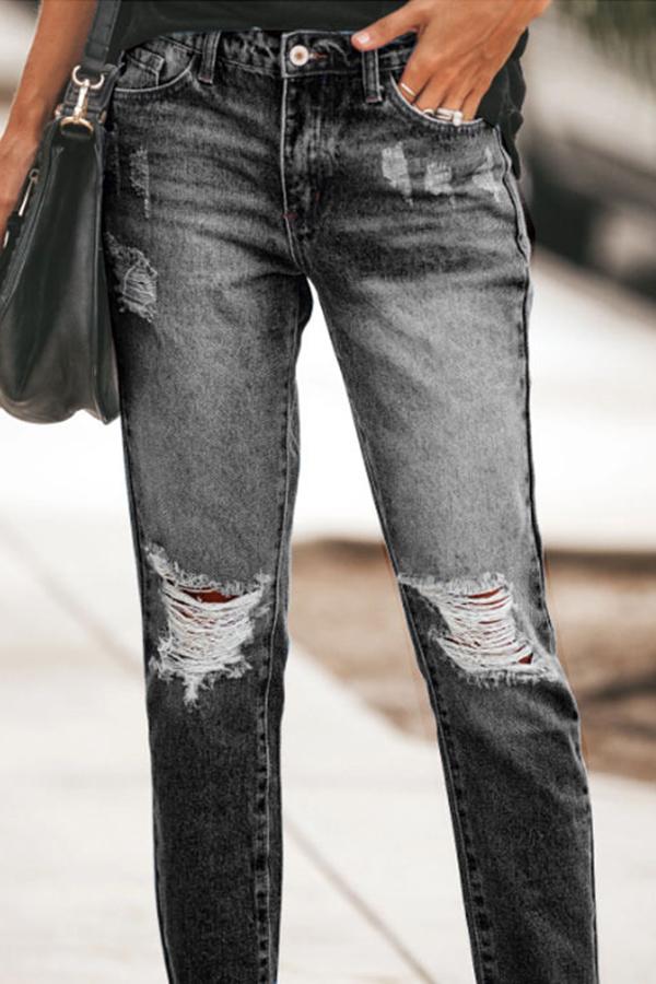 Ripped Fringed Jeans