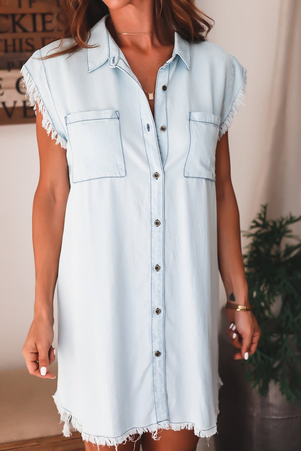 Fringed Mini Shirt Dress