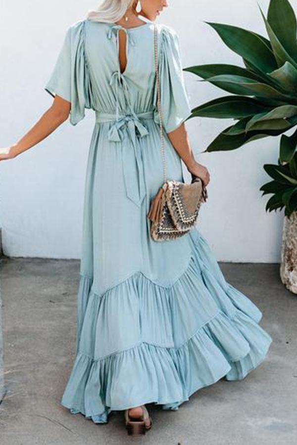 Bohemian solid color long dress