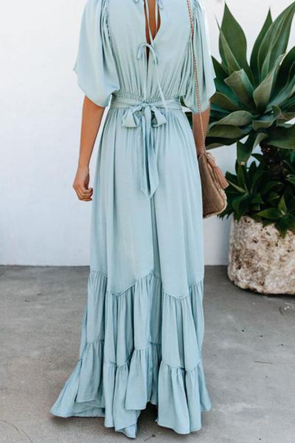 Bohemian solid color long dress